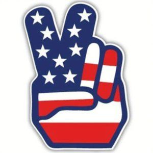 Sticker Hand Sign American Flag on any flat surface size 4"×5"